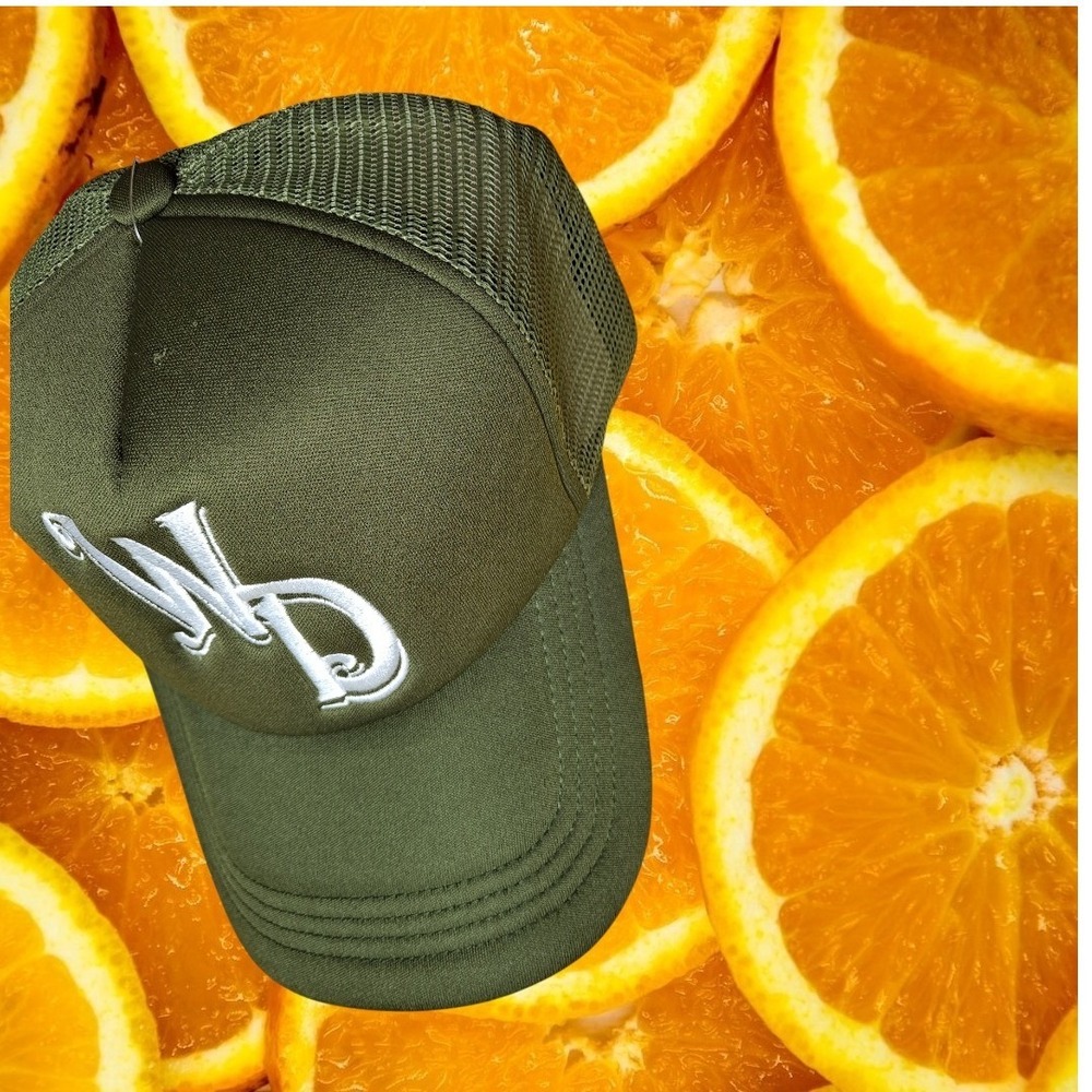 Wavy Distribution Olive Green Mesh Trucker‎ Hat WD Logo Adjustable - Picture 4 of 7